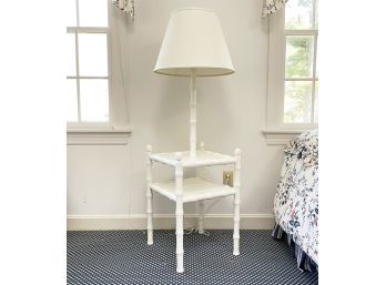 A Faux Rattan Form Table/Lamp Combo