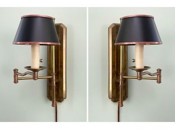 A Pair Of Vintage Brass Articulating Arm Sconces
