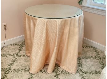 A Skirted Glass Top Occasional Table