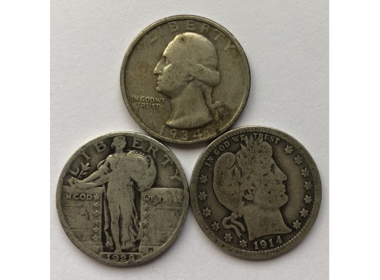 Combo Of 3 Quarters (See Description For Type Coins And Dates))