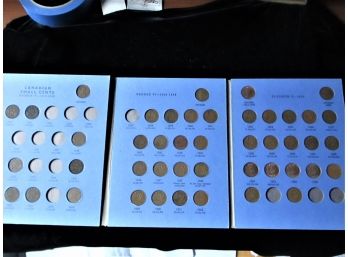 Canadian Small Cent Collection Book, 1920 To Date, 45 Coins Total