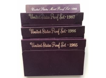 4 US Proof Sets Dated 1985, 1986, 1987, 1988