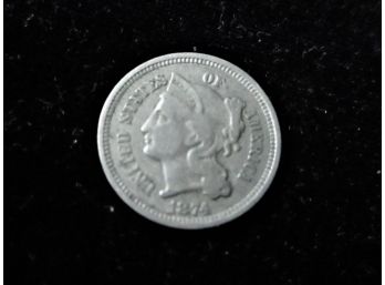 1874 U. S. 3 Cent Nickel Coin
