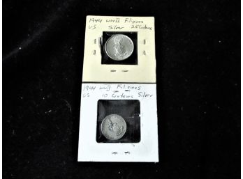 U.S. Filipinas Coins (2), 1944 D 10 & 20 Centavos, Silver