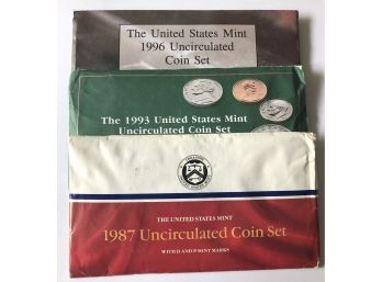3 US Mint Uncirculated Coin Set With P&D Mint Marks