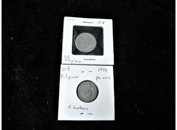 U.S. Filipinas Coins (2), 1918, 1934
