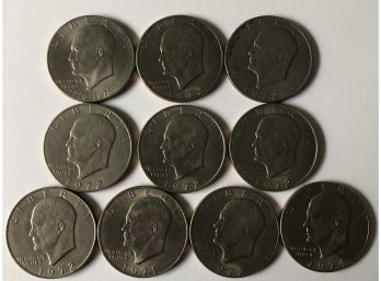 10 Ike Dollars (7) 1972, 1 Bicentennial, And A 1974