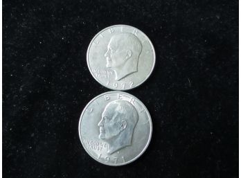 2 U.S. Eisenhower Dollars, 1971 D, 1972 D