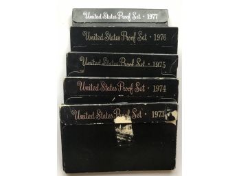 5 US Proof Sets Consecutive Dated 1973, 1974, 1975, 1976, 1977