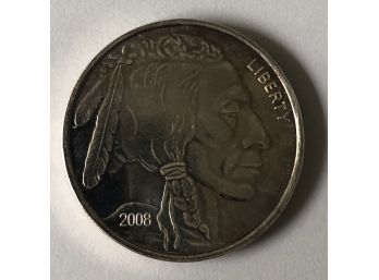 2008 Buffalo Round 1 Troy Ounce .999 Silver Coin