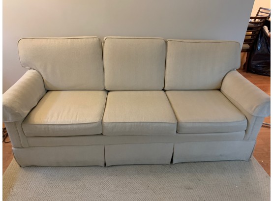 Ethan Allen 3 Seat Sofa Couch 80x36-1/2x35 Linen Like Fabric And Linen Color