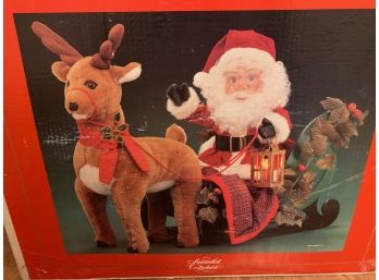 Assorted Christmas Lawn Decor Santa With Reindeer In Box