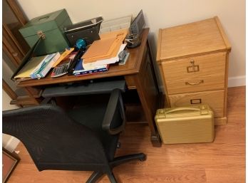 Office Lot - Desk, Office Supplies Filing Cabinet Etc.