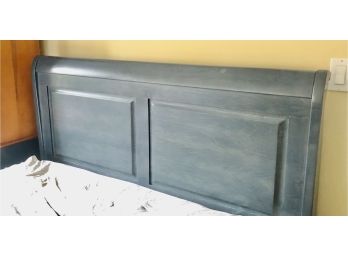 Blue Wooden Full Size Sleigh Bed Headboard