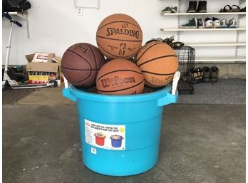 Bin Of Mixed Basketballs In Youth And Adult Sizes