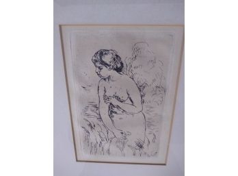 Pierre-Auguste Renoir Etching 'Baigneuse' With Associated American Artist Label & Certificate Of Authenticity