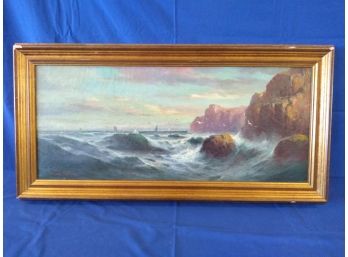 Original Antique Oil Painting On Canvas Signed 'Chas. Thomas'