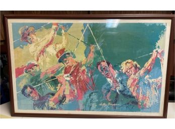 Leroy Neiman Print 5 Pro Golfers . Signed In The Image