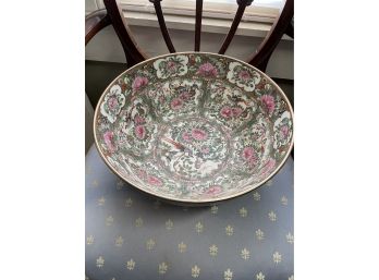 20 Th Century Chinese Rose Medallion Punch Bowl