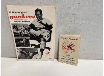 1957  New  York Yankees  Official  Schedule . World Champs  Along  With 1971  New York Yankee Program