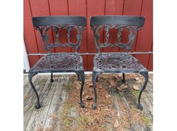 Pr.Modern Aluminum Patio Garden Chairs . In Black Paint .