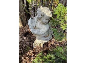 Vintage Cement Cherub . Heavy . ( Not New) 27 Inches Tall X10 Inches Wide