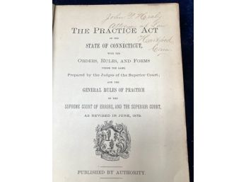 1879 'THE PRACTICE ACT OF THE STATE OF CONNECTICUT', LB