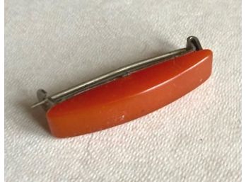 Bright Hard Plastic Or Bakelie Pin In Blood Red