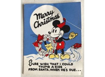 Copyright 1938 Walt Disney Enterprises, HALLMARK 'Merry Christmas' CARD Featuring MICKEY!