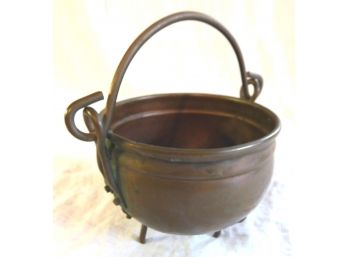 Copper & Brass 3 Legged Cauldron Shape Planter, Marked MADE IN HOLLAND