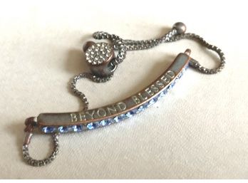 Unusual Bracelet With Pale Blue Rhinestones With Saying 'BEYOND BLESSED'