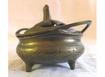 Antique Brass Incense Burner Marked CHINA