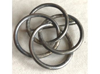 Antique STERLING 4 Entwined Circles Pin