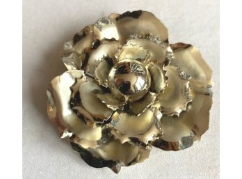 Large Brassy Flower Pin, A Stand Out!
