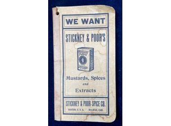 Antique 'STICKNEY & POOR CO.' Notebook, UNUSED