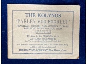 WW II 'PARLEY VOO BOOKLET', By 'Kolynos Dental Cream'