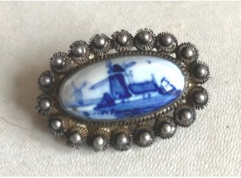 Pin With Real Delft Insert, Windmill Image