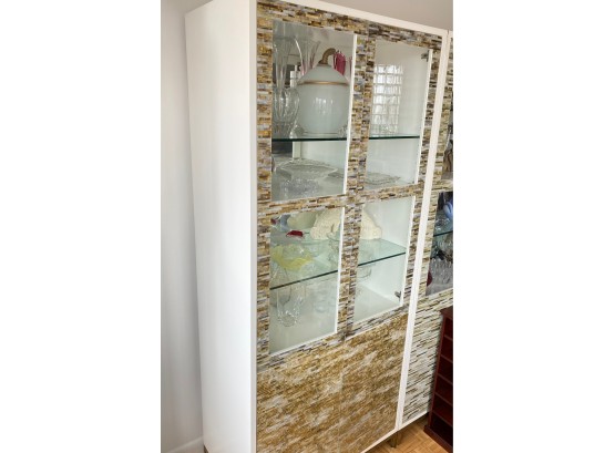 Custom Built Gold Tiled Adjustable Mirrored Cabinet