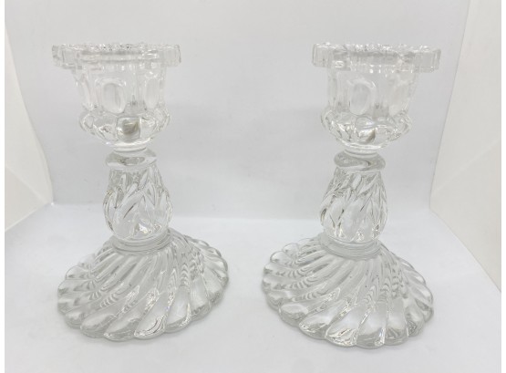 St. Louis Crystal Candlesticks & Set Of Crystal Coasters