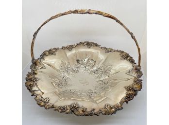 Ornate Silver Basket, Marked By Artist