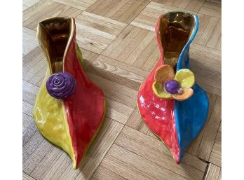 Mary Rose Young Glazed Ceramic  Shoes With Metal Interiors, 1999
