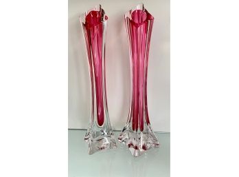 Set Vintage St. Louis Crystal Vases, France