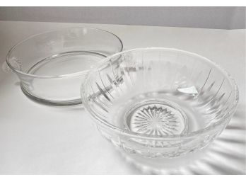 Glass Bowl With Handles & Crystal Bowl