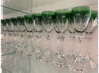 12 St. Louis Crystal Wine Goblets, France