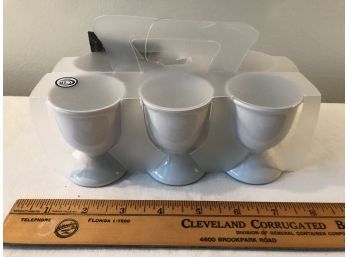 Set Of Six White Egg Cups
