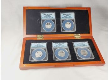 2011 Silver America The Beautiful Slab Quarter Complete Year Set PR-70  In Wooden Display Case