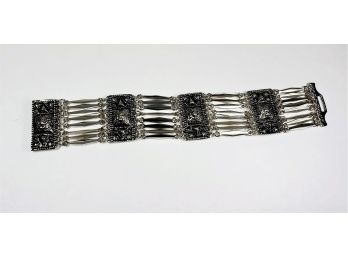 Fabulous Ornate Heavy Wide Sterling Silver Bracelet