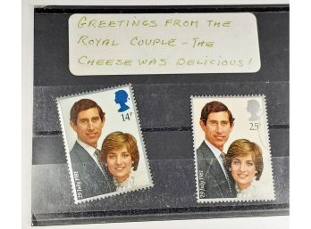 2 Stamps 'Greetings From The Royal Couple' 1981 Diana And Charles