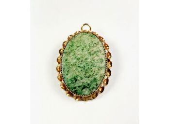 Antique Green Stone Pendant / Pin