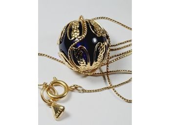 Blue Sphere Pendant With Long Necklace